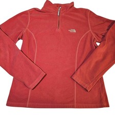 The North Face TKA 100 Womens Lightweight 1/4 Zip Pullover Fleece Orange Medium