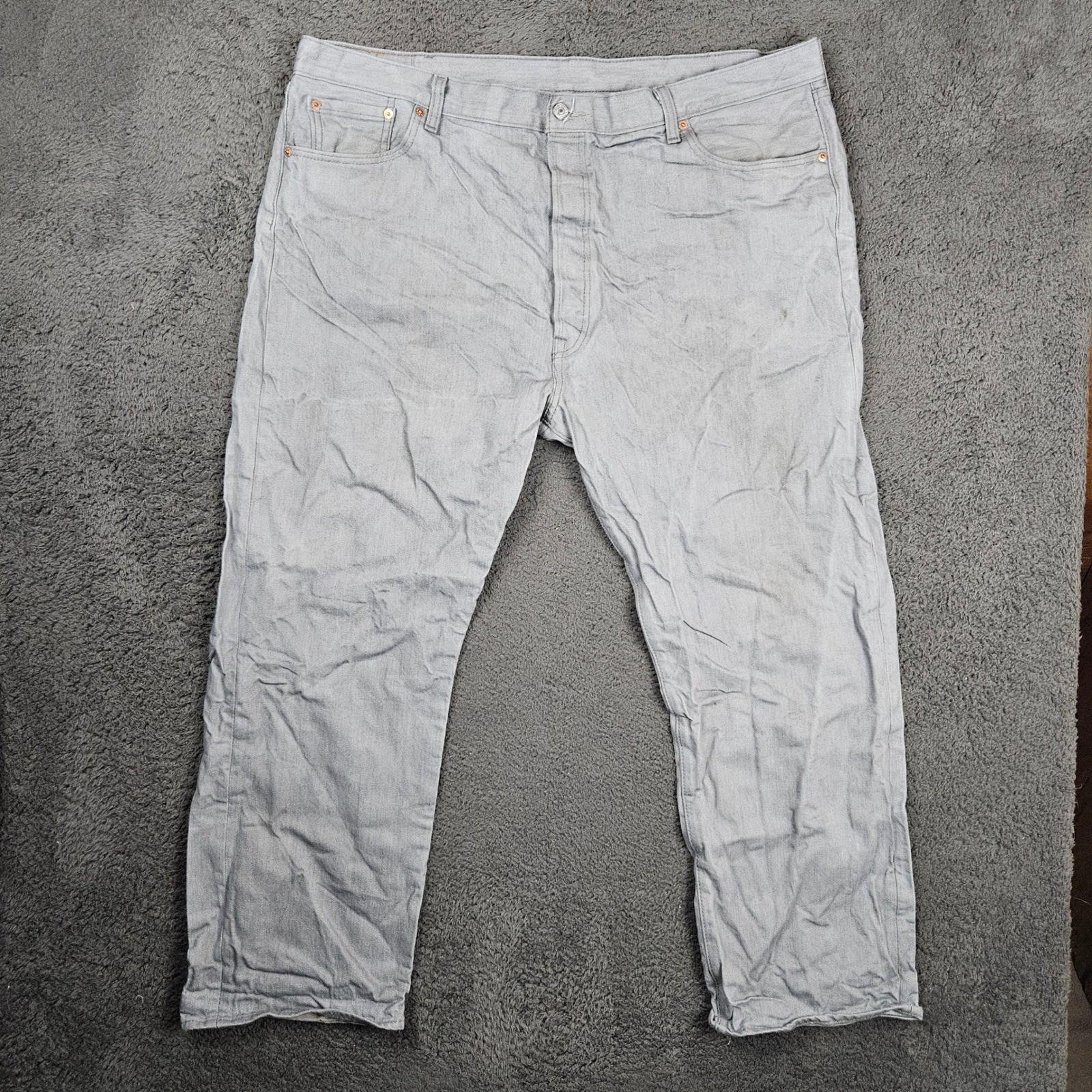 Levi Strauss Mens 501 Jeans Light Wash Button Fly Denim Size 46x32