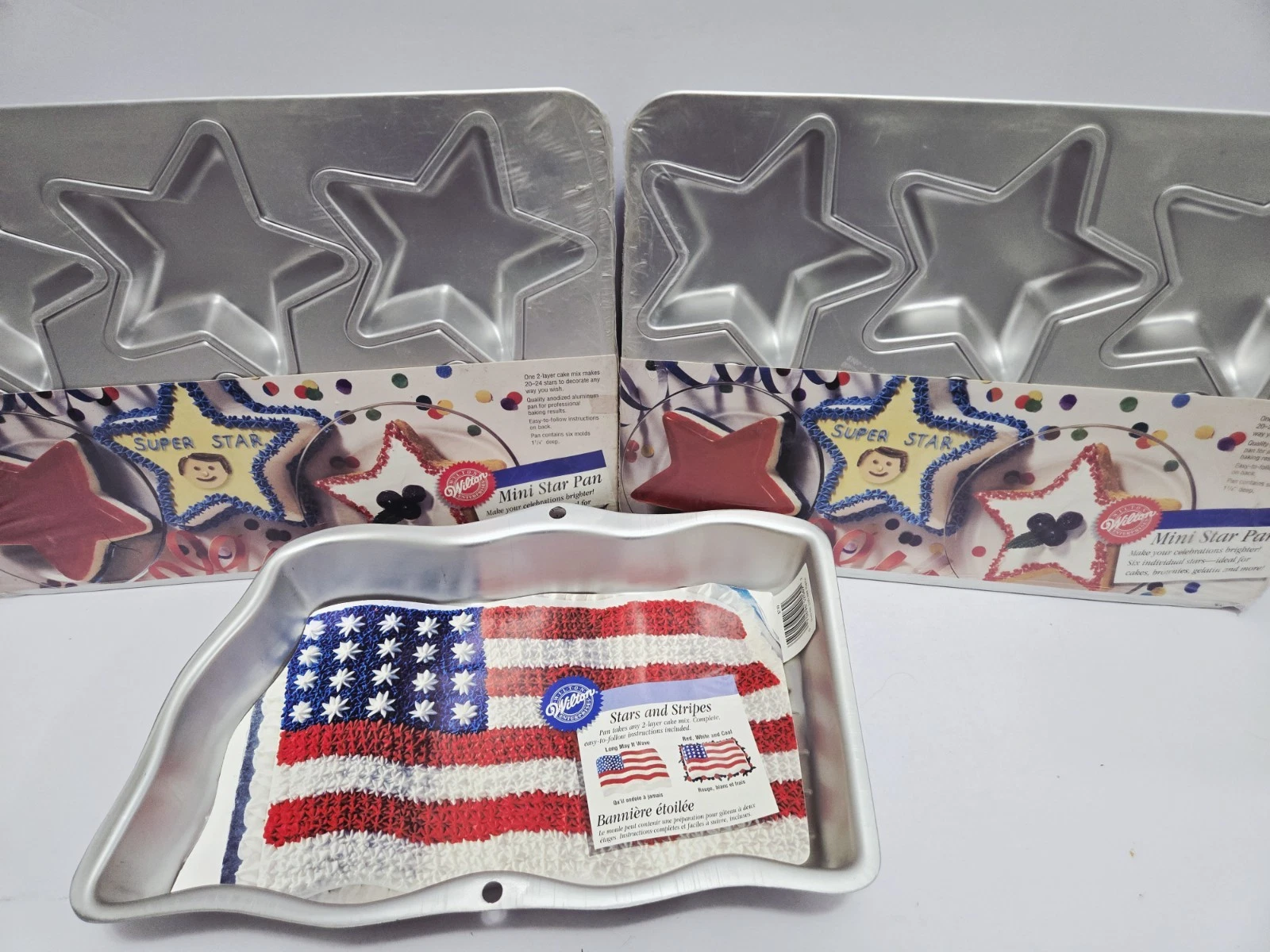 2 - Wilton 6 Mini Star Cake Pan Mold New Sealed And Flag Cake Pan New