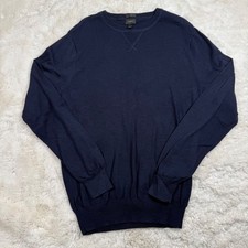 J. Crew Men's 100 Cotton Crew Neck Sweater Pullover Navy Blue Slim Large
