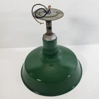 Vintage Green Enamel Metal 12" Industrial Service Station Light Shade w/ Swivel