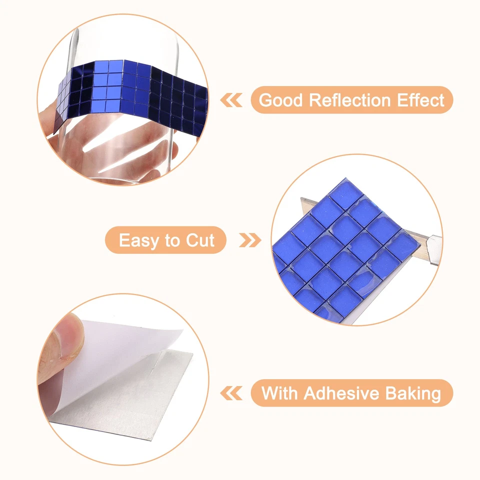 36000pcs 5 x 5 mm Self-Adhesive Acrylic Mirrors Mosaic Tiles Sticker, Blue Foto 4 de 4