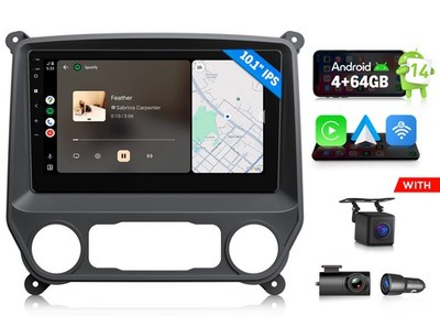 10.1'' 4+64G for Silverado Sierra Car Stereo Apple CarPlay Android Auto Bluetooth
