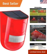 Solar-Powered Motion Sensor Alarm with 110 dB Siren & 6 LED Flash Warning