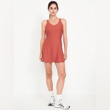Old Navy Active PowerSoft Go-Dry Dress Womens XL Cherry Birch Built-in Shorts