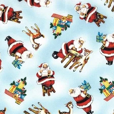 RETRO VINTAGE CHRISTMAS SANTA ON CLOUD HOLLY JOLLY BY MICHAEL MILLER FABRIC HY