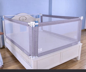 Gray Mesh Baby Bed Rail Safety Guard Enclosure Set for Bed Rail Protection