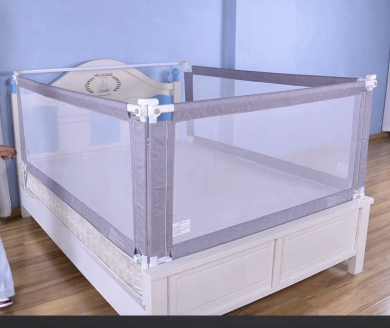 Gray Mesh Baby Bed Rail Safety Guard Enclosure Set for Bed Rail Protection