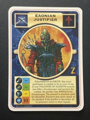 Doomtrooper CCG Warzone Eaonian Justifier Card Mutant Chronicles 1995 Vintage NM