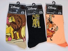 Disney Crew Socks 9-13 Lion King Socks - Mufasa, Simba, Timon, Pumbaa, NEW