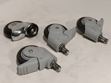 Lot of 4 swivel casters 3in gray TPR wheels 3 w/ brakes stem mount, As shown