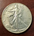 1947 Walking Liberty Half Dollar ~ Average Uncirculated.  - Luster