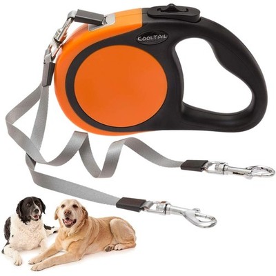Dual Retractable Hundeleine für 2 Hunde bis 110 Lbs, 16 ft Erweiterbar, Orange
