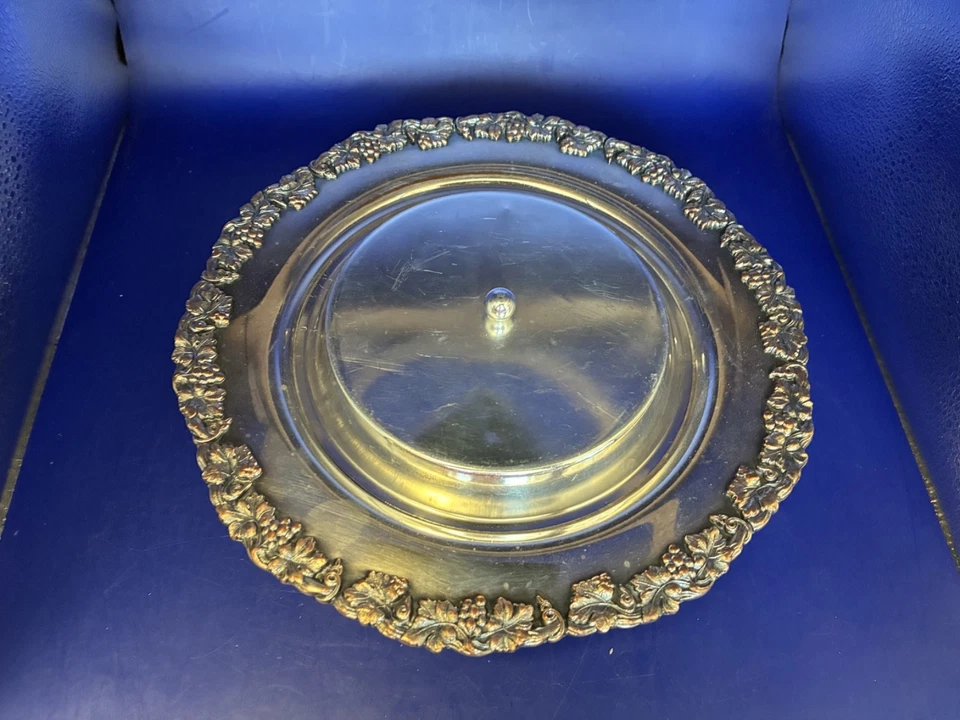 Calentador de bollos cubierto cúpula plateada vintage de 3 piezas plata sobre cobre Sheffield Foto 4 de 4