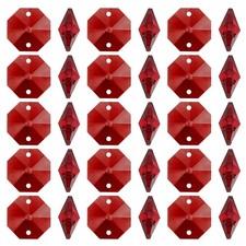 K9 Crystal Octagon Beads 2 Holes 100 Pack 14mm Chandelier Prisms, Dark Red
