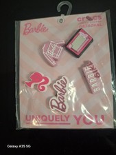 Crocs Barbie Shoe Charms 5 Pack Pink Striped Rubber Cartoon for Women