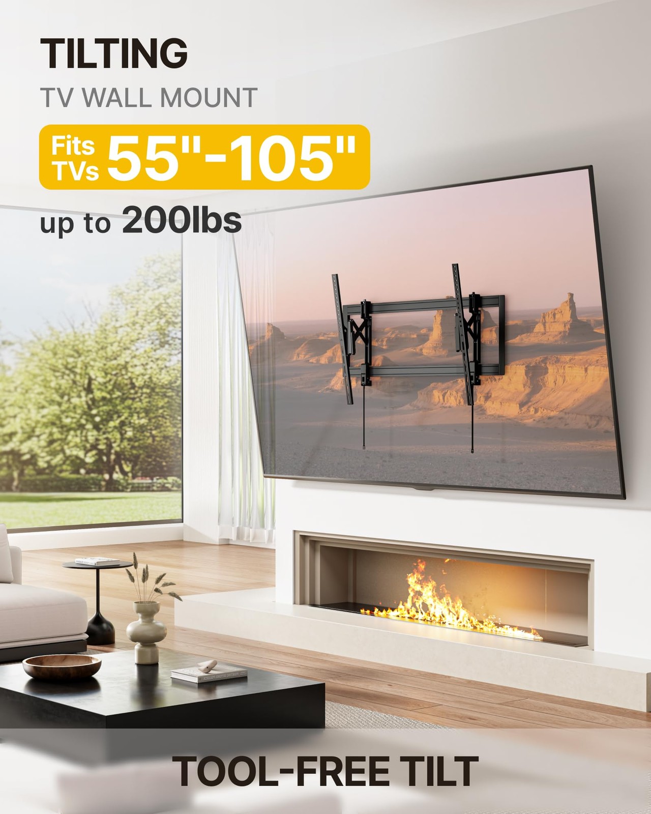 Heavy Duty Tilting TV Wall Mount for 55–105" Large TVs up to 200 lbs – Low Pr...