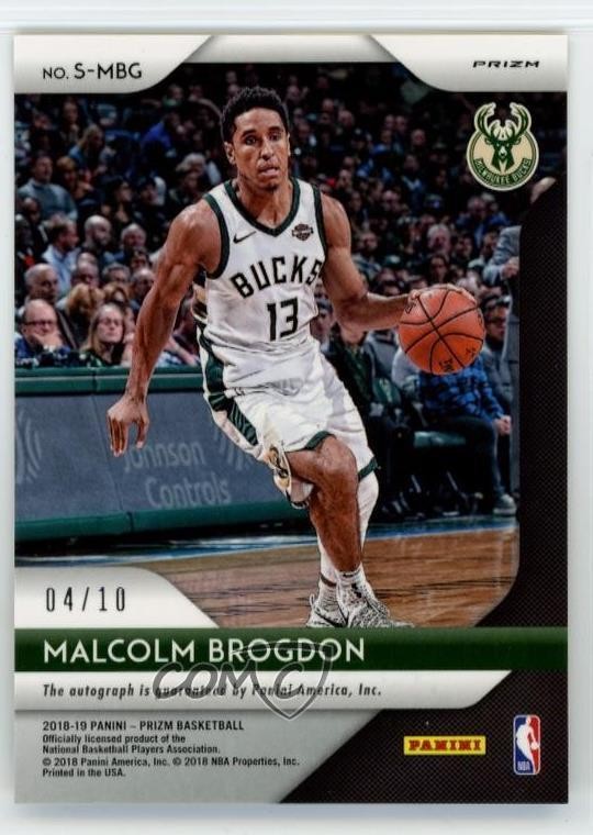 2018-19 Panini Prizm Signatures Gold Prizm /10 Malcolm Brogdon #S-MBG Auto view 2