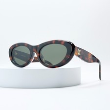 Louis Vuitton Z1983E Oval Sunglasses Tortoiseshell Frame Green Tint Lens
