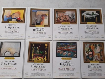 Rare Lot 36 Wine Labels Art Chateau BARATEAU Bordeaux Médoc Sheep Rothschild