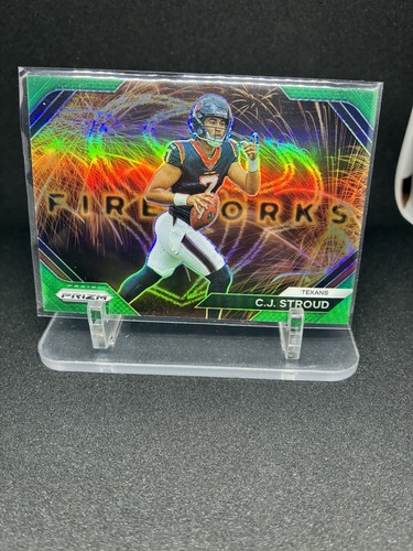 2023 Panini Prizm CJ Stroud Rookie Fireworks #F-10 Green Prizm (RC)