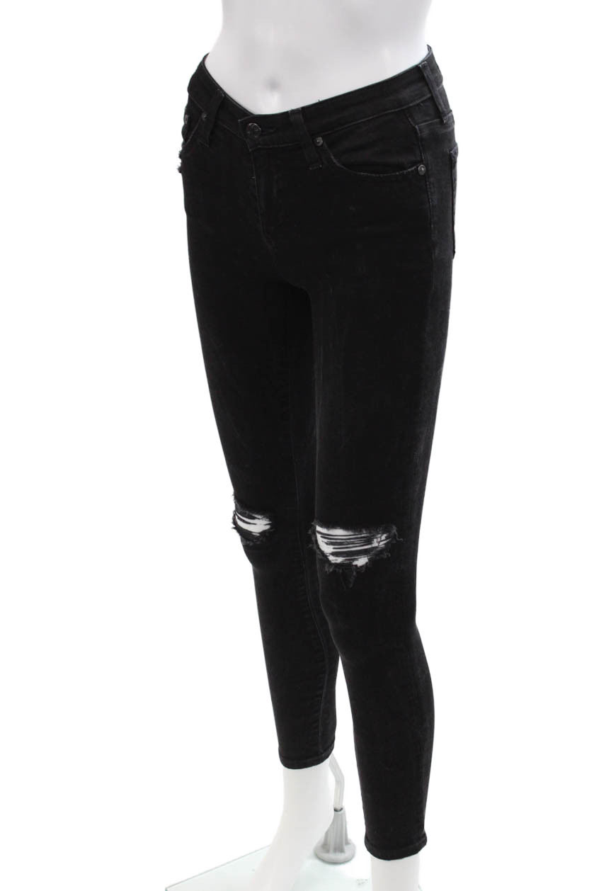AG-ED Denim Womens Ankle Skinny Jeans Black Mid Rise Size 24 thumbnail 2