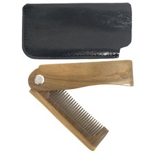 1 Set Folding Beard Comb with Case Household Hair Comb Wooden Mustache Comb
