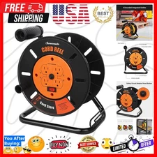 Durable Extension Cord Storage Reel with Circuit Breaker & 100ft Capacity