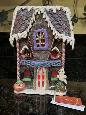TESTED Candy Corn Lane Halloween Gingerbread Haunted House Decor Light Up
