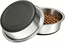 Stainless Steel Dog Bowls, 3.8 Cup, 2 Pack, Non-Slip  Durable