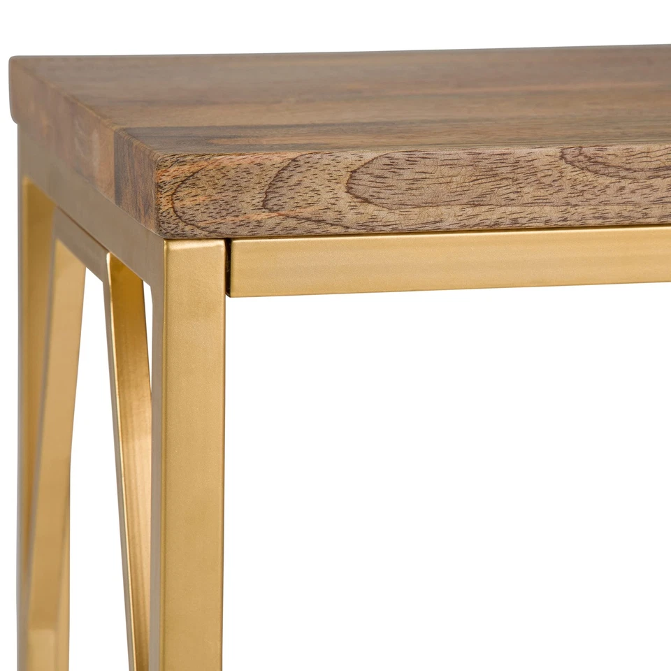 Mesa auxiliar Selma contemporánea de 20 pulgadas de ancho con detalles de metal y madera en natural,... Foto 4 de 4