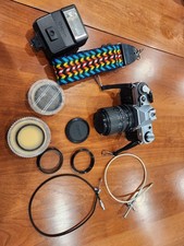 Canon AE-1 SLR Film Camera - Black w/ lens and accessories
