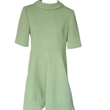Vintage 1960s Edith Flagg Green Knit Fit and Flare Dress