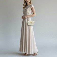 Inge Christopher Size Clutch Vintage Ivory Brocade Gold Chain Cocktail NWOT
