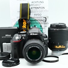 Nikon D5300 Black 24.2 MP DSLR 18-55 55-200 Lenses Near Mint / 5,371 shots 