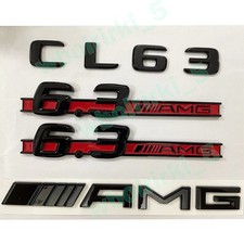 F&uuml;r Mercedes Benz CL63 AMG 6.3AMG Flache Embleme Aufkleber Schwarz Gl&auml;nzend NEW