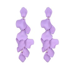 Purple Rose Flower Petal Earrings for Women, Summer Boho Statement Light Weight