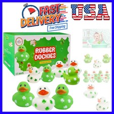 St. Patrick's Holiday Rubber Duck Toy 12 Shamrock Duckies Clover Design for K...