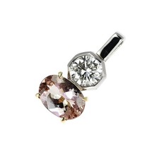 Pt900/ K18YG Unheated Pink Zoisite Diamond Pendant Top 0.783ct 0.423ct G SI1 G -