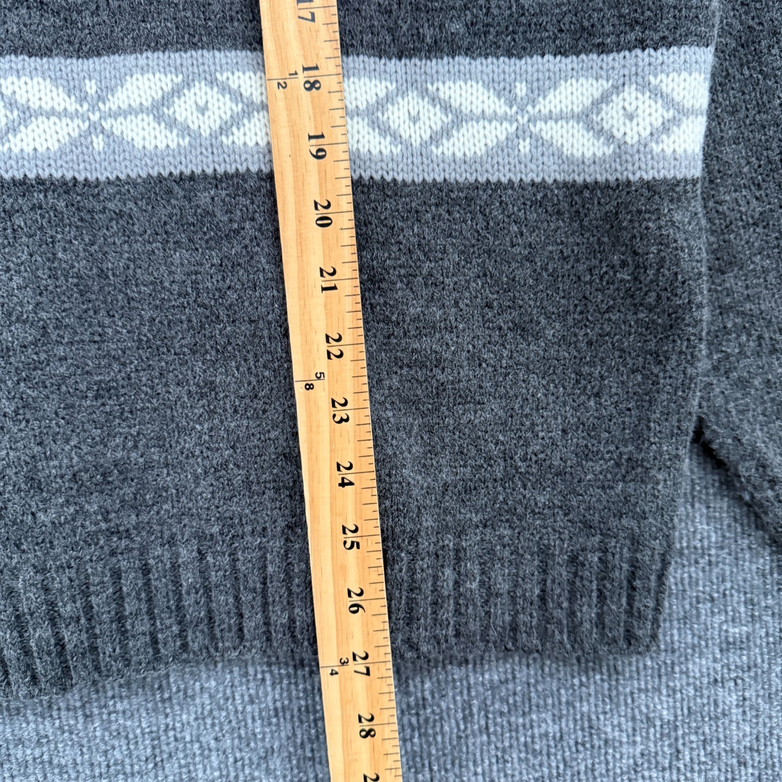 Vtg Benetton USA Sweater Womens XL Gray Snowflake Fair Isle Oversized Wool Blend image 7