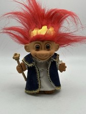Vintage Russ King Arthur Troll Doll 5" Red Hair With Robe Scepter Crown EUC