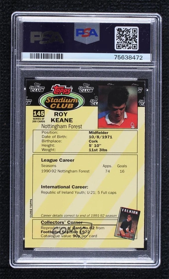 1992 Topps Stadium Club Roy Keane #145 PSA 8 - Imagem 2 de 2