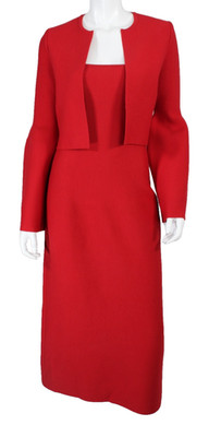 GABRIELA HEARST $5,140 Red Wool KATLIN Jacket & IMMANUEL Dress Outfit Set M
