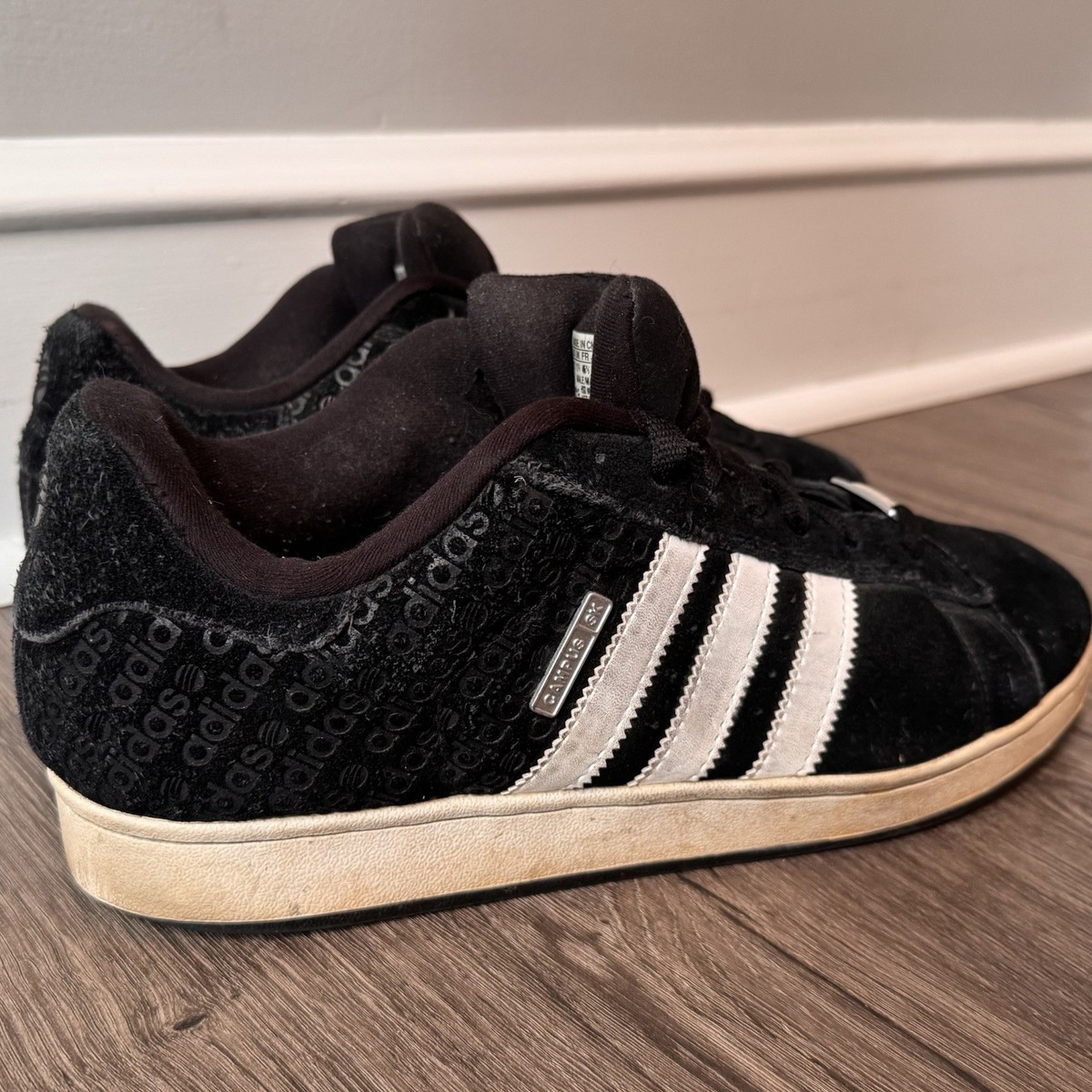 Vtg Skate Y2K Adidas NEO Campus SK Black Sneakers Shoes Men's 12