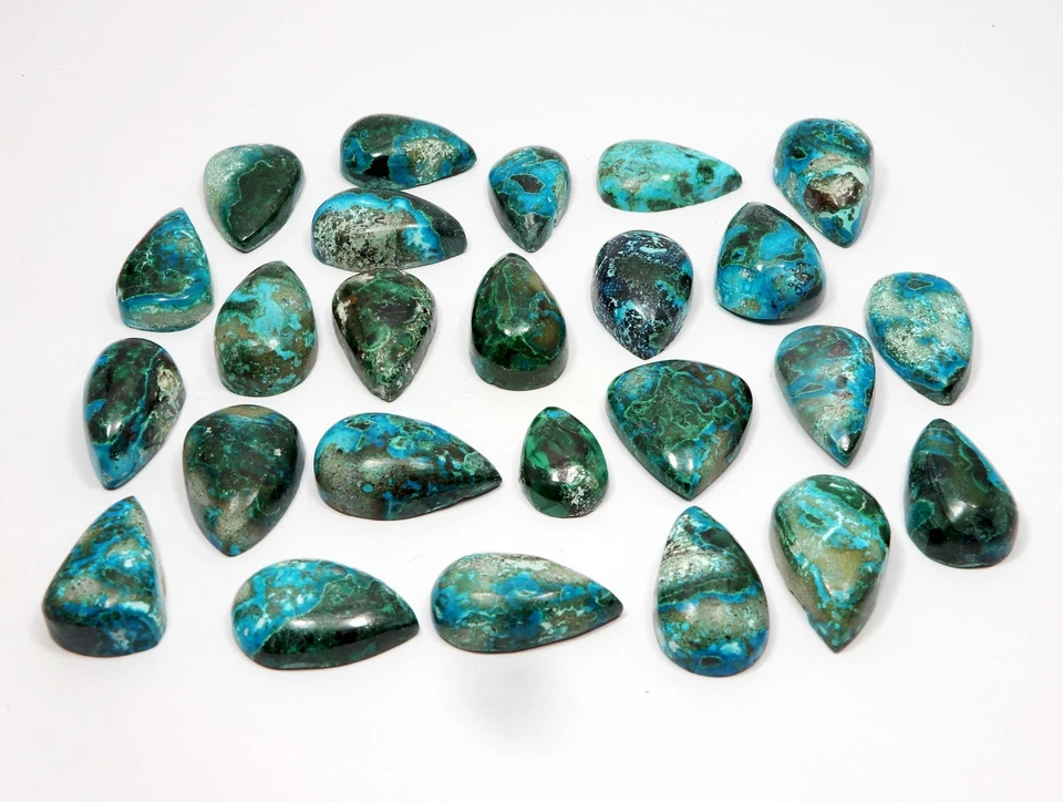 Piedra preciosa suelta de malaquita azurita corte pera natural certificada 252,50 quilates 25 piezas S47 Foto 4 de 4