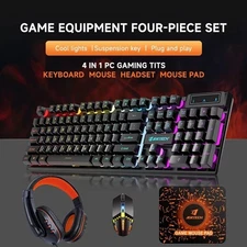 4 in 1 Combo Set - Gaming Keyboard + Mouse + Headset +Mouse Pad – RGB Backlit