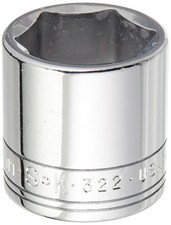 SK Tools USA 3/8" Drive, 22MM, 6 Point, Standard Chrome Socket | 322 One Size 