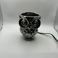 Owl Silver Glass Electric Lamp Light Up - 6 Inches Tall - Great Piece