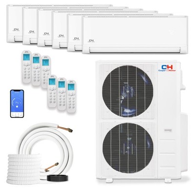 Cooper Hunter 6 Zone Mini Split AC Heat Pump 48000 BTU 6,6,6,6,6,18K Linesets