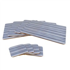 Jeff Banks Placemats & Coasters Set | Blue and White Stripe Nautical Table Mats